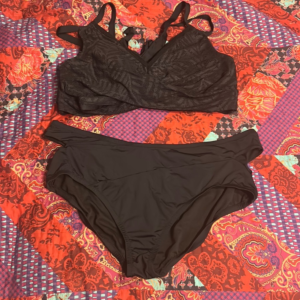 Jessica Simpson black plus size bikini